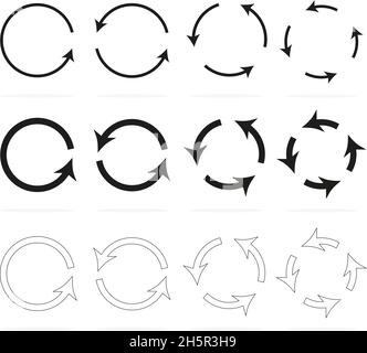 ensemble de flèches de cercle noir avec ombre, vecteur Illustration de Vecteur