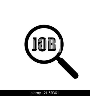 Icône de recherche d'emploi avec symbole de recrutement vectoriel en loupe, illustration isolée de la recherche d'un poste vacant Illustration de Vecteur