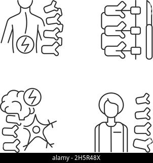 Ensemble d'icônes linéaires des troubles de la colonne vertébrale Illustration de Vecteur