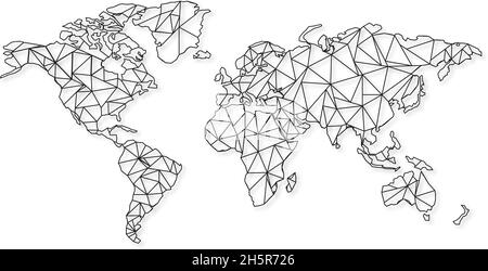 grille de la carte du monde avec ombre sur fond blanc, vecteur Illustration de Vecteur