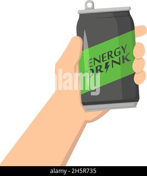 l'homme tient dans son pot de main avec une boisson énergétique Illustration de Vecteur