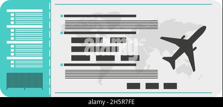 billet d'avion de style plat sur fond blanc Illustration de Vecteur