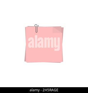 feuilles de notes avec trombone de style plat, vectoriel Illustration de Vecteur