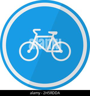 panneau de signalisation de vélo vecteur d'illustration de vélo dans le style plat, isoler Illustration de Vecteur