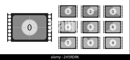 Compte à rebours du film rétro.Illustration vectorielle isolée sur fond blanc Illustration de Vecteur