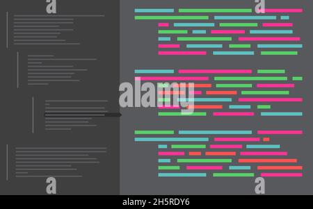 Programmation de l'arrière-plan du codage.Toile de fond sombre et plate. Illustration de Vecteur