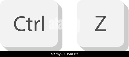 Touches Ctrl z du clavier.Bouton sur modèle plat.Signe vectoriel isolé Illustration de Vecteur