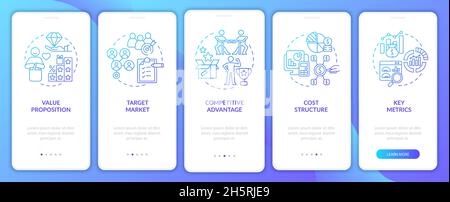 Les composants du modèle d'entreprise dégradés sur l'écran de la page d'application mobile d'intégration Illustration de Vecteur