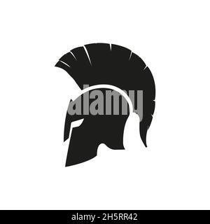 Icône isolée du masque de casque Sparta.Illustration du logo Vector Design dans un style plat Illustration de Vecteur