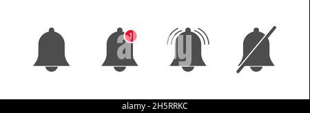 L'icône du bouton isolé de la notification Bell est affichée à plat.Application de modèle vectoriel Illustration de Vecteur