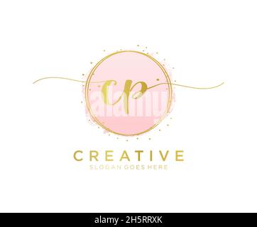 Logo CP féminin.Utilisable pour les logos nature, salon, Spa, cosmétique et Beauté.Elément de modèle de logo Flat Vector. Illustration de Vecteur