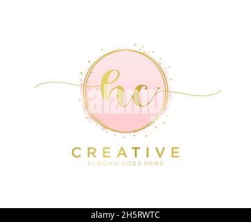 Logo HC féminin.Utilisable pour les logos nature, salon, Spa, cosmétique et Beauté.Elément de modèle de logo Flat Vector. Illustration de Vecteur