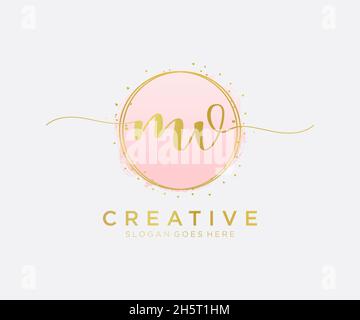 Logo MV féminin.Utilisable pour les logos nature, salon, Spa, cosmétique et Beauté.Elément de modèle de logo Flat Vector. Illustration de Vecteur