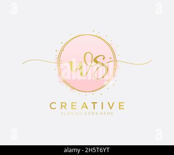 Logo WS féminin.Utilisable pour les logos nature, salon, Spa, cosmétique et Beauté.Elément de modèle de logo Flat Vector. Illustration de Vecteur