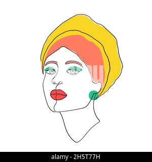 Visage féminin avec maquillage brillant Illustration de Vecteur