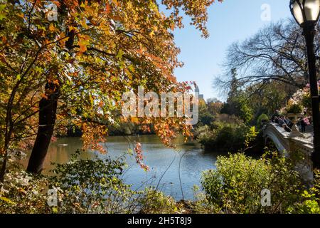Central Park est très populaire pendant la saison d'automne, New York City, USA Banque D'Images