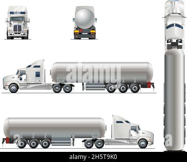 Modèle de camion-citerne Vector réaliste isolé sur blanc.EPS-10 disponible, séparés par des groupes et des couches Illustration de Vecteur