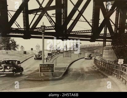 Pont à double-Decker au-dessus de la rivière Susquehanna, entre Perryville et Havre de Grace, sur la US 40, 1939.Photo de JK Hillers/Bureau des routes publiques Banque D'Images