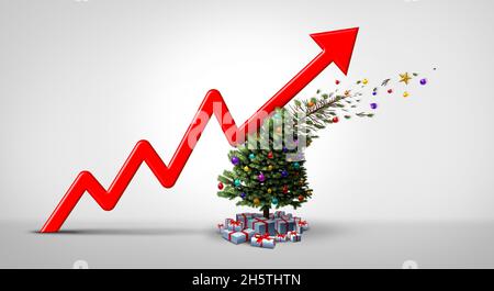 L'inflation des vacances et la hausse des prix d'achat de Noël et les vacances d'hiver augmentent la dette en raison des dépenses et de la hausse des prix à la consommation hyperinflation. Banque D'Images