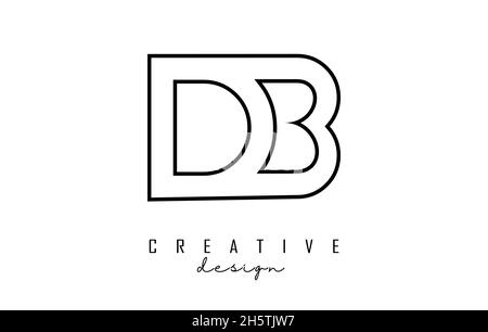 Logo Outline DB lettres avec un design minimaliste.Illustration vectorielle géométrique avec lignes noires. Illustration de Vecteur