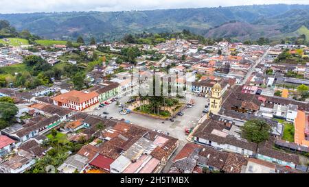 Vue aérienne de Salento, Colombie Banque D'Images