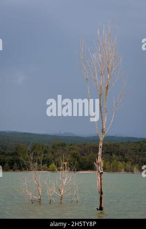 Inondations sur le lac Sau en Espagne en Catalogne Banque D'Images