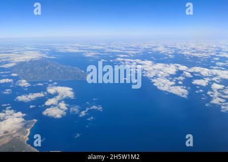 Cerralvo île Jacques Cousteau Mexico Baja California Sur vue aérienne paysage panorama Banque D'Images