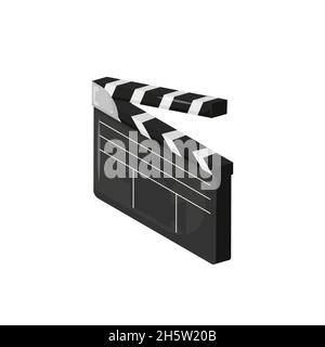 cinéma film clapperboard isométrie dans le style plat, vecteur Illustration de Vecteur