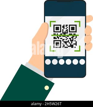 application de téléphone à lecteur de code qr de style plat Illustration de Vecteur