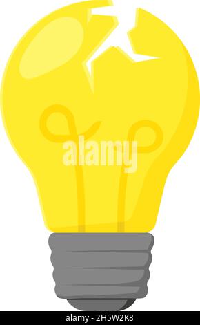 ampoule jaune brisée de style plat, vecteur Illustration de Vecteur