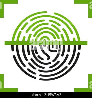 icône plate couleur du lecteur d'empreintes digitales, protection des données, vecteur Illustration de Vecteur