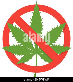 pas de drogue, pas de vecteur de marijuana dans le style plat Illustration de Vecteur