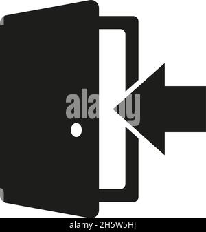 icône de porte noire icône de bouton de sortie, illustration vectorielle Illustration de Vecteur