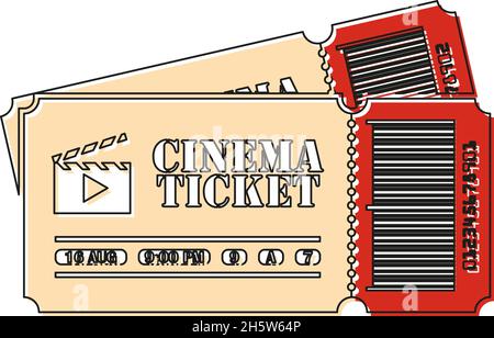 billets de cinéma dans le style plat icône de couleur, plat Illustration de Vecteur