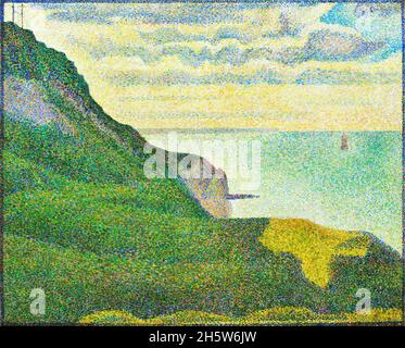 Pointillisme.'Paysage à Port-en-Bessin, Normandie' par Georges Seurat (1859-1891), huile sur toile, 1888 Banque D'Images