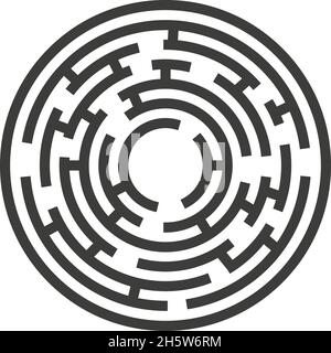 icône cercle labyrinthe sur fond blanc, illustration vectorielle Illustration de Vecteur