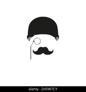 chapeau de gentleman icon, monocle et moustache, illustration vectorielle Illustration de Vecteur