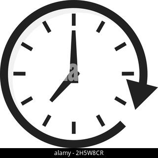 Icône de vecteur de flèche de temps.Icône d'horloge isolée pour un design wab.Illustration plate simple Illustration de Vecteur