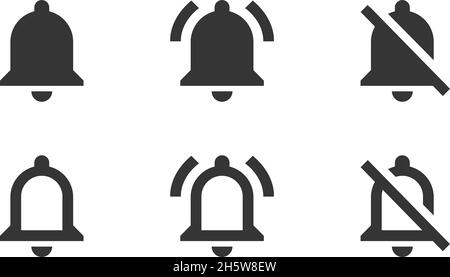 Icône de notification Bell définie dans un style plat.Interface utilisateur des médias sociaux.Bouton Web de l'interface utilisateur de l'application mobile.Abonner un symbole vectoriel, illustration isolée Illustration de Vecteur