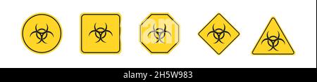 Icônes d'avertissement de danger définies à plat.Panneau de danger chimique.Vecteur isolé Illustration de Vecteur