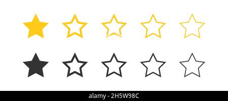 Les icônes de vecteur étoile sont noires et jaunes.Illustration du bouton isolé Illustration de Vecteur