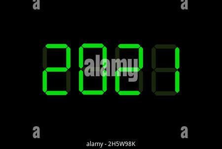 texte de la nouvelle année 2021 en police numérique.Icône d'affichage vectoriel sur fond noir, illustration Illustration de Vecteur