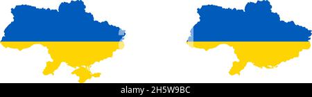 Carte et drapeau de l'Ukraine.Illustration vectorielle politique de style plat. Illustration de Vecteur