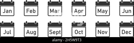 Icône de calendrier mensuel définie sur fond blanc.Illustration vectorielle plate Illustration de Vecteur