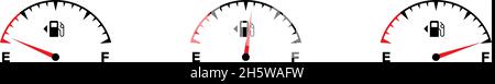 Icône de réglage du compteur de carburant.Jauge de carburant pleine.Réservoir de gaz.Illustration plane isolée vectorielle Illustration de Vecteur