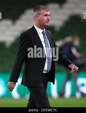 Stephen Kenny, entraîneur en chef de la République d'Irlande, avant le match de qualification de la coupe du monde de la FIFA au stade Aviva, à Dublin.Date de la photo: Jeudi 11 novembre 2021. Banque D'Images