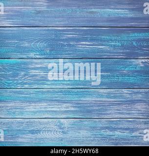 Fond ou texture de planches en bois peintes en bleu. Gros plan Banque D'Images