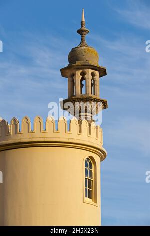 Période géorgienne très ornée, toit d'inspiration indienne du Royal Pavilion de Brighton.Brighton, East Sussex, Angleterre, Royaume-Uni.Minaret.Indo-Saracenic Revival. Banque D'Images