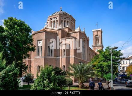 Cathédrale métropolitaine de l'Annonciation, place Mitropoleos, Athènes, Grèce. Banque D'Images