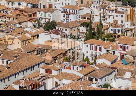 Maisons de quartier Albaycin à Grenade, Espagne Banque D'Images